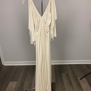 White Las Vegas Style long dress, open back with ties